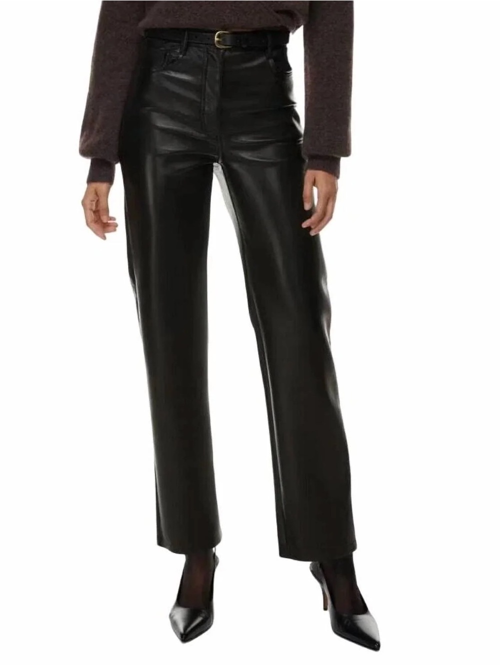 Aritzia- Brand New With Tag- Black Faux Leather Pants